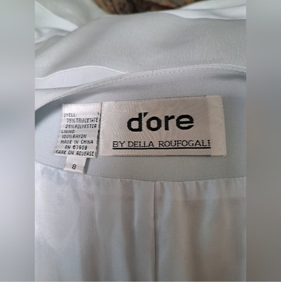 Della Roufogali Blue Gray Blazer with Satin Accents Decorative Buttons Size 8 - Picture 6 of 7